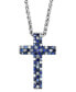 ფოტო #3 პროდუქტის EFFY® Sapphire Ombré Cross 18" Pendant Necklace (2-1/2 ct. t.w.) in Sterling Silver