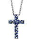 Фото #3 товара EFFY Collection eFFY® Sapphire Ombré Cross 18" Pendant Necklace (2-1/2 ct. t.w.) in Sterling Silver