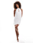 Фото #1 товара River Island halterneck mini dress in white