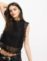 Фото #2 товара Only lace detail top in black