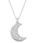 Фото #1 товара Swarovski rhodium-Plated Pavé Moon Pendant Necklace, 15-3/4" + 2-3/4"