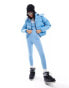 Threadbare Ski hooded puffer coat with faux fur trim in blue