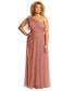 Фото #1 товара Plus Size Draped One-Shoulder Maxi Dress with Scarf Bow