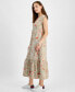 ფოტო #3 პროდუქტის Women's Floral-Print V-Neck Tiered Midi Dress