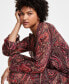 ფოტო #4 პროდუქტის Women's Paisley Tie-Neck Tiered Dress