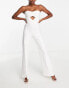 Фото #4 товара Vesper Petite bandeau peekaboo detail wide leg jumpsuit in white