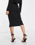 Фото #4 товара Extro & Vert Petite midi skirt with split in black co-ord