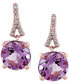 ფოტო #3 პროდუქტის Pink Amethyst (3-1/2 ct. t.w.) & Diamond (1/20 ct. t.w.) Drop Earrings in 14k Rose Gold