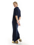 Фото #3 товара ASOS DESIGN collared placket maxi t shirt dress in navy