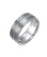 Wide Silver Tone Double Grooved Brushed Matte Titanium Wedding Band Ring For Men Comfort Fit 8MM