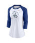 Фото #3 товара Women's White, Royal Los Angeles Dodgers Next Up Tri-Blend Raglan 3/4 -Sleeve T-shirt