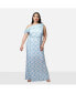 ფოტო #1 პროდუქტის Plus Size Forget Me Not Floral Asymmetrical Maxi Bodycon Dress