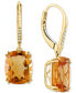 Фото #1 товара Citrine (8-1/4 ct. t.w.) & Diamond (1/20 ct. t.w.) Leverback Drop Earrings in 14k Gold