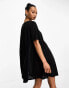 Фото #12 товара ASOS DESIGN short sleeve pleat swing mini dress in black