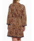 Chiya Plus Size Leopard Robe with Self Tie Sash and Lace Trimed Hemlines