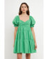 Women's Classic Sweetheart Tiered Mini with Puff Sleeves Dress