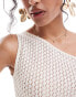 ASOS DESIGN crochet stitch one shoulder top in ecru