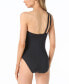 Фото #2 товара MICHAEL Women's Zip Front One-Shoulder One-Piece Swimsuit