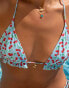 South Beach x Misha Grimes cherry print tie side bikini bottom in light blue