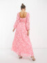 Фото #2 товара ASOS DESIGN sweetheart neckline burnout pleated midi dress in pink