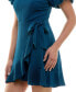 Juniors' Puff-Sleeve Side-Tie Fit & Flare Dress