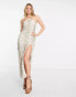 Фото #4 товара ASOS DESIGN embellished crochet halter maxi dress in stone