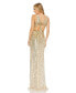 Women's Sequined Faux Wrap Sleeveless Gown