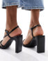 New Look knot slim block heeled sandal in black