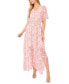 Фото #1 товара Women's Ditsy Floral Smocked-Waist Flutter-Sleeve Maxi Dress