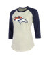Фото #2 товара Women's Threads Russell Wilson Cream, Navy Denver Broncos Name & Number Raglan 3/4 Sleeve T-shirt