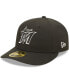 ფოტო #1 პროდუქტის Men's Miami Marlins Black and White Low Profile 59FIFTY Fitted Hat