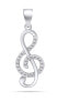 Фото #1 товара Charming sterling silver pendant with zircons Treble clef PT65W