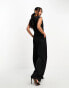 French Connection satin cowl neck jumpsuit in black Черный, 38 - фото #2