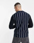 Fred Perry stripe pique long sleeve top in navy