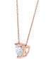 Certified Lab Grown Diamond Heart Solitaire Pendant Necklace (2 ct. t.w.) in 14k Gold, 16" + 2" extender