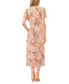 Фото #2 товара Women's Animal-Print Flutter Sleeve Tiered Midi Dress