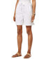 Karen Scott Women's Adelina Tab Cuff Drawstring Shorts Bright White XS