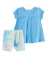 ფოტო #2 პროდუქტის Baby Girls Two-Piece Short Sleeve Back Pleat Top Bike Short Set