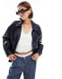 Фото #1 товара ONLY faux leather bomber jacket in navy