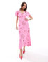 New Look v neck midaxi dress in pink print