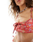 Фото #3 товара Reclaimed Vintage mix and match bralette bikini top in red floral print