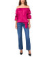 ფოტო #3 პროდუქტის Women's Satin Off-The-Shoulder Bubble-Sleeve Top