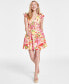 Фото #2 товара Petite Printed Flutter-Sleeve Fit & Flare Dress