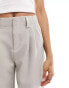 Stradivarius Tall tailored belted trouser in grey 32 - фото #4