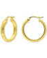 Фото #1 товара Textured Small Hoop Earrings in 18k Gold-Plated Sterling Silver, 20mm, Created for Macy's