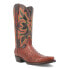 Dingo Outlaw Embroidered Ostrich Print Snip Toe Cowboy Mens Brown Casual Boots