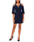 Фото #1 товара Women's Embellished Cold-Shoulder Elbow-Sleeve Dress