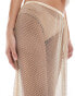 Фото #3 товара ASOS DESIGN co-ord split side maxi skirt in hotfix fishnet in gold