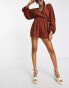 Фото #8 товара ASOS DESIGN Fuller Bust floaty plunge crinkle playsuit in rust