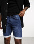 Фото #1 товара ONLY & SONS jog denim shorts in dark wash